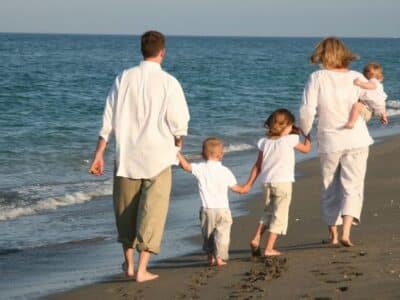 family at beach
